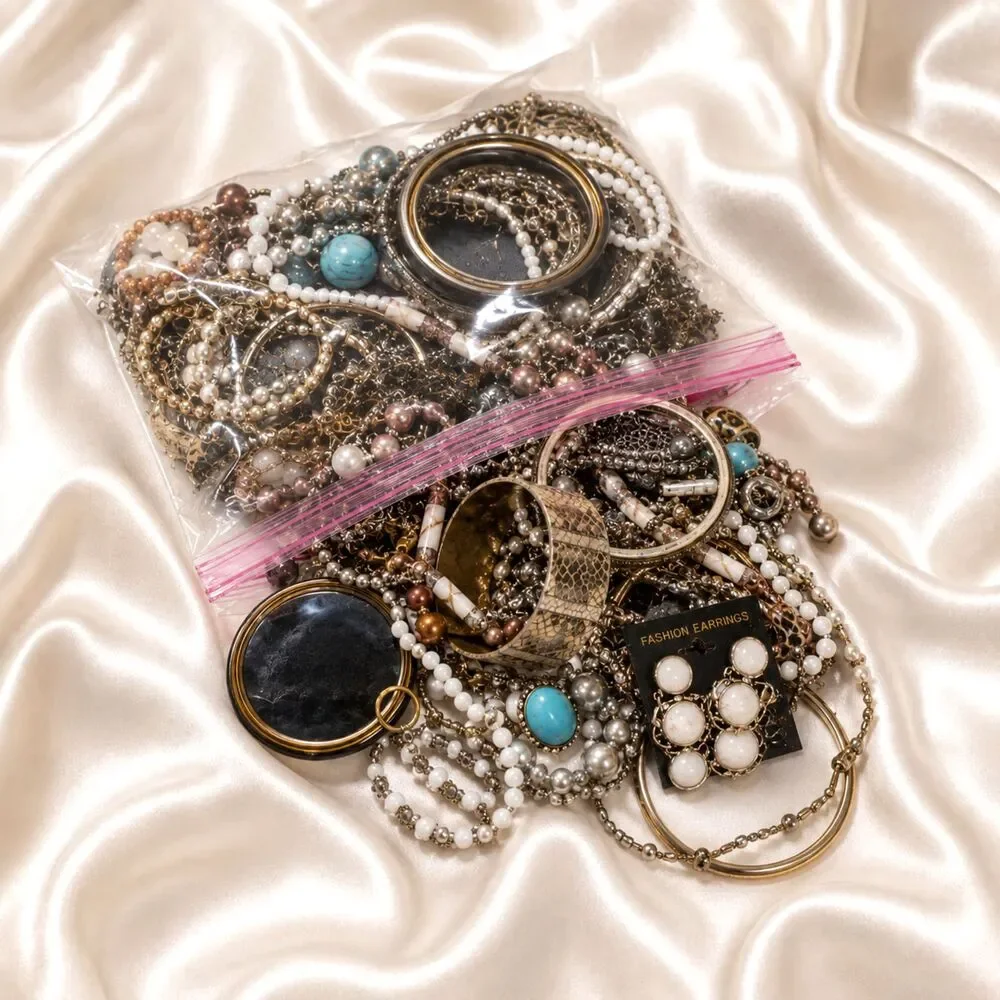 5 lb Vintage to Modern Wearable Costume Jewelry Lot Necklaces Bracelets Rings